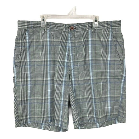 Greg Norman Golf Shorts Men Size 40 Quick Dry Fabric Glen Plaid Gray Blue - Picture 1 of 7
